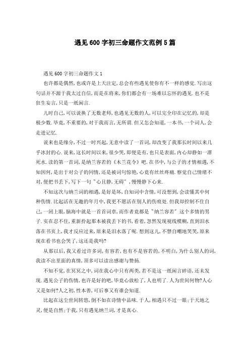 遇见600字初三命题作文范例5篇