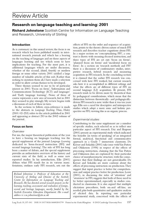 Research on language teaching and learning 2001