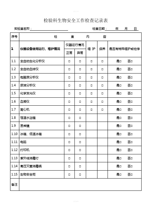 实验室生物安全工作检查记录表002
