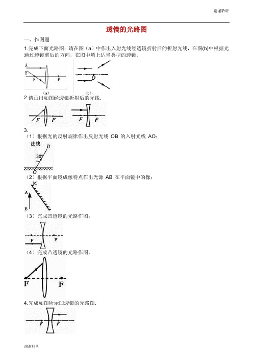 (完整版)中考物理知识点全突破系列专题透镜的光路图.docx