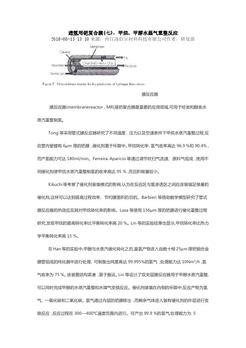 透氢用钯复合膜(七)：甲烷、甲醇水蒸气重整反应
