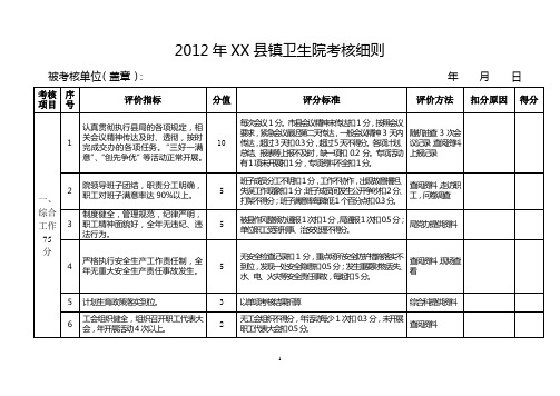 乡镇卫生院考核细则