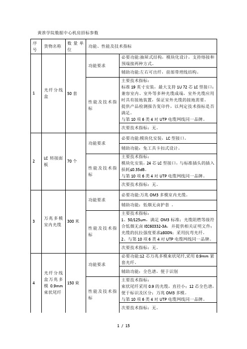 黄淮学院数据中心机房招标参数