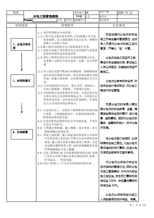 分包工程管理流程