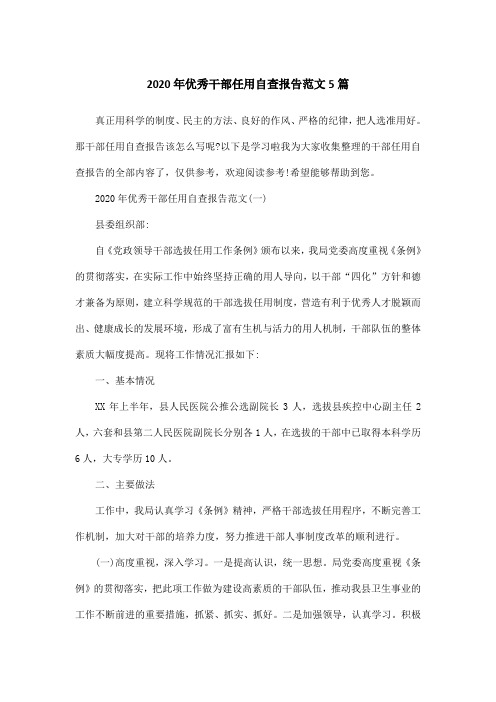 2020年优秀干部任用自查报告范文5篇