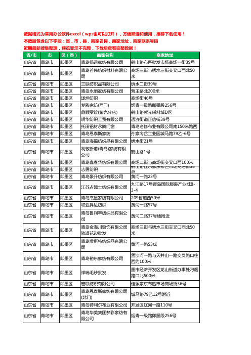2020新版山东省青岛市即墨区布艺有限公司工商企业公司商家名录名单黄页联系电话号码地址大全70家