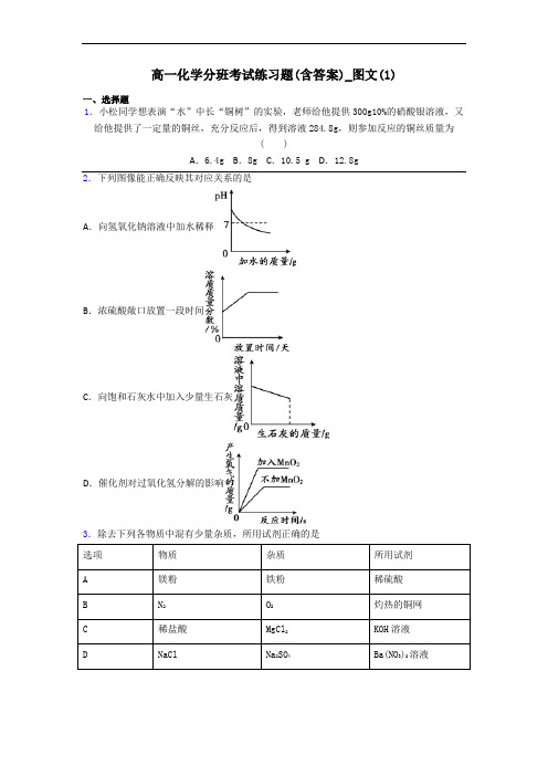 高一化学分班考试练习题(含答案)_图文(1)