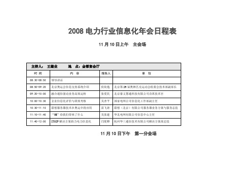 2008电力行业信息化年会日程表