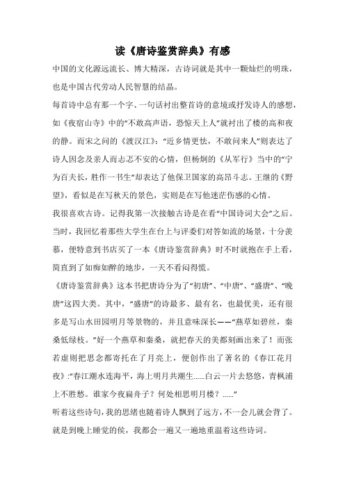 读《唐诗鉴赏辞典》有感