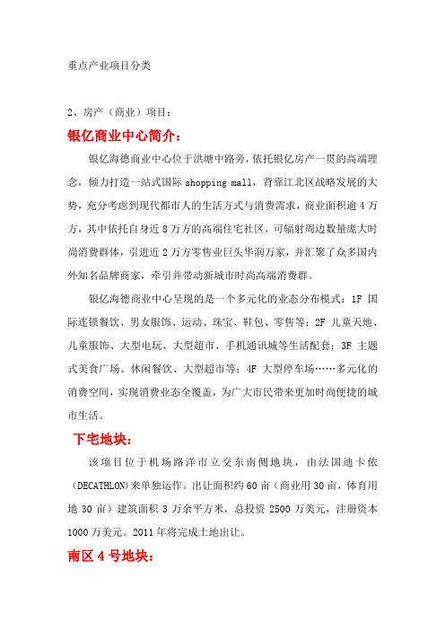 new产业项目分类
