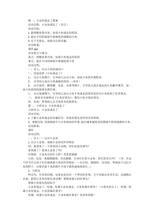 小金鱼逃走了教案反思