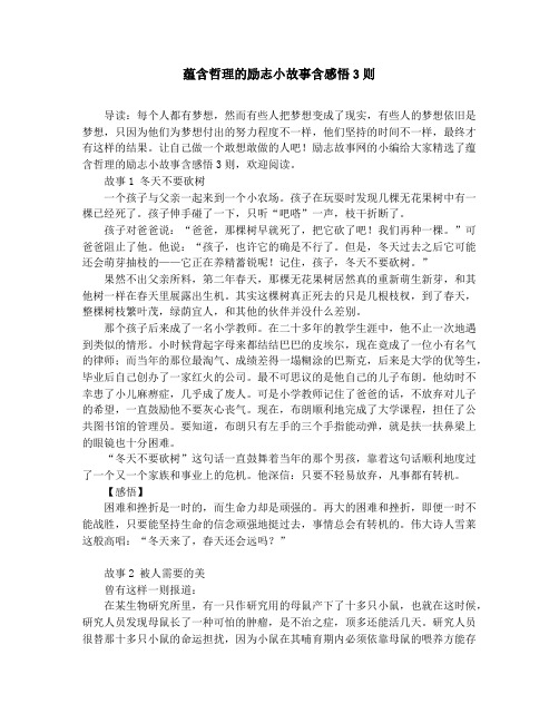 作文素材-中学小学课外阅读-蕴含哲理的励志小故事含感悟3则