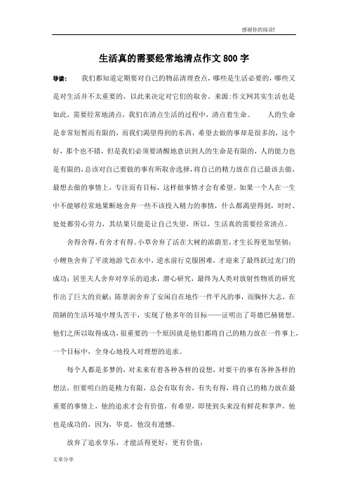 生活真的需要经常地清点作文800字