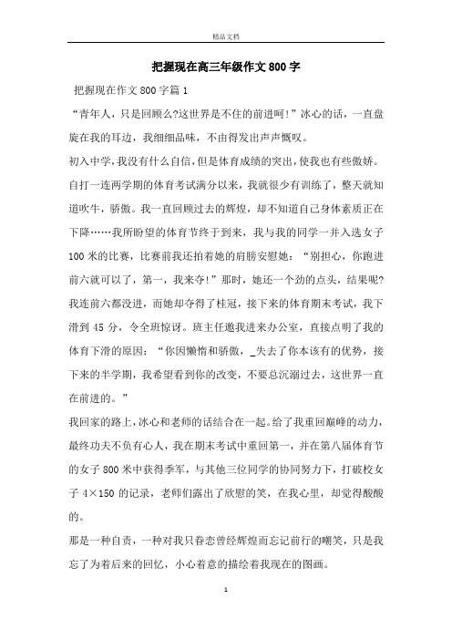 把握现在高三年级作文800字
