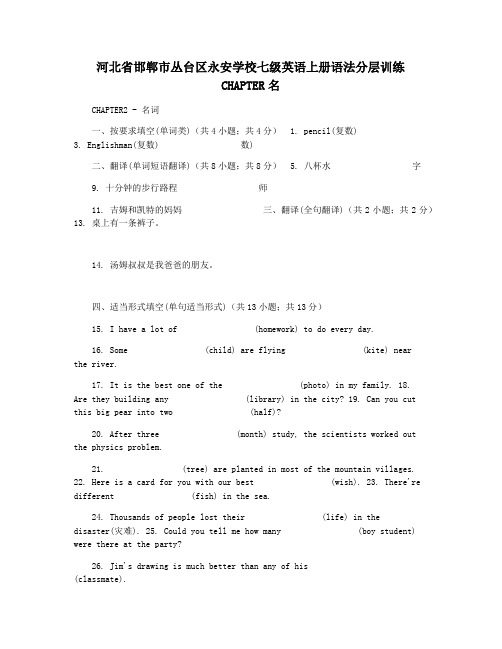 河北省邯郸市丛台区永安学校七级英语上册语法分层训练CHAPTER名