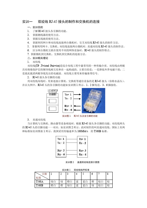 双绞线RJ-45接头的制作和交换机的连接