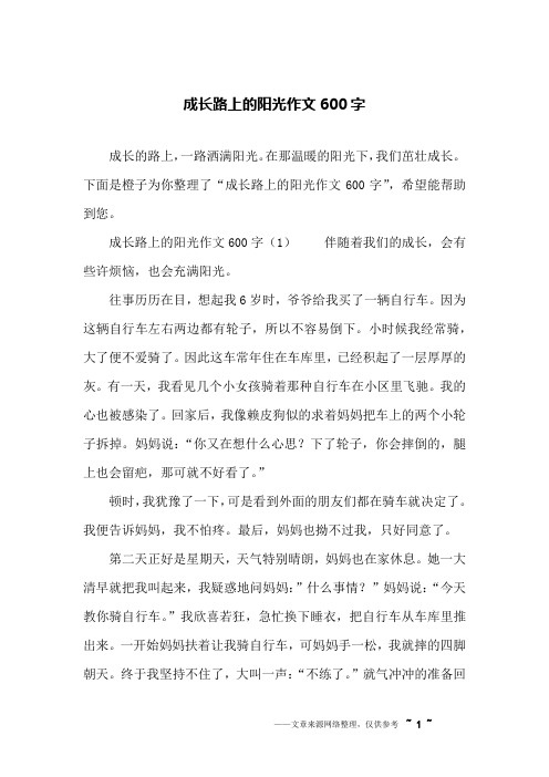 成长路上的阳光作文600字