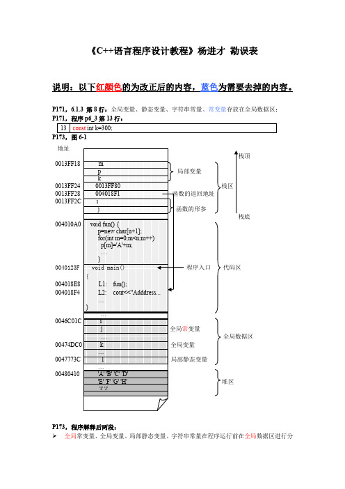 《C++语言程序设计教程》杨进才 勘误表