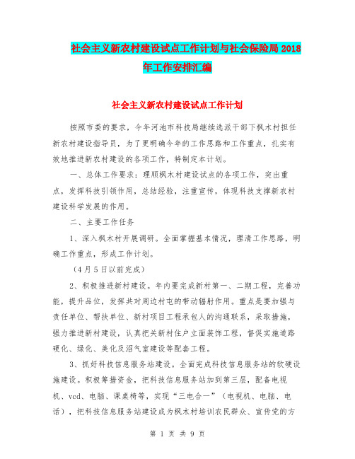 社会主义新农村建设试点工作计划与社会保险局2018年工作安排汇编.doc