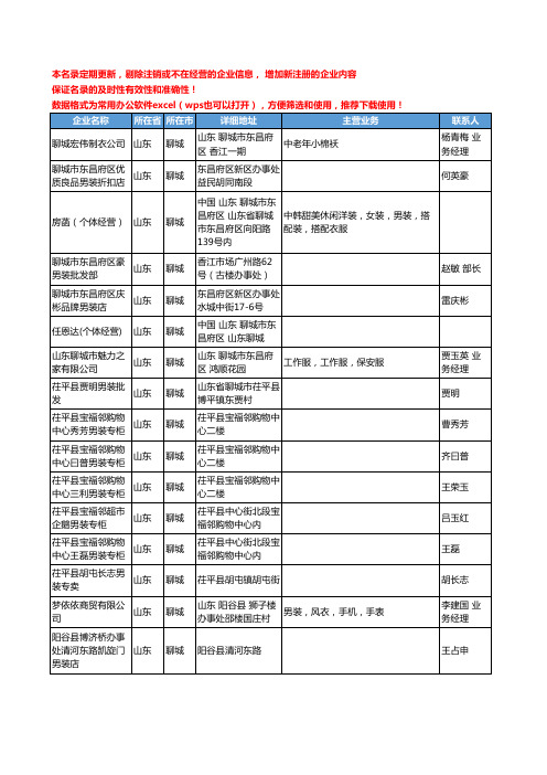 2020新版山东省聊城男装工商企业公司名录名单黄页联系方式大全35家
