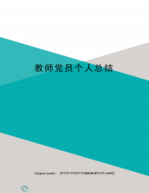 教师党员个人总结