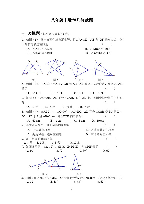 八年级上数学几何复习试题
