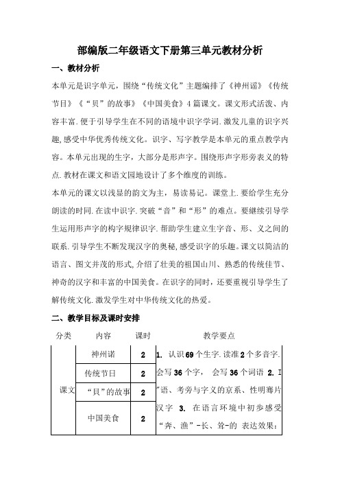 部编版二年级语文下册第三单元教材分析