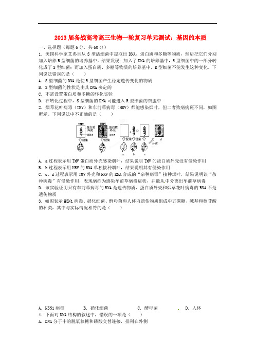 高三生物一轮复习 基因的本质单元测试