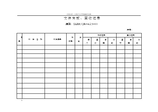 质量管理体系记录表格