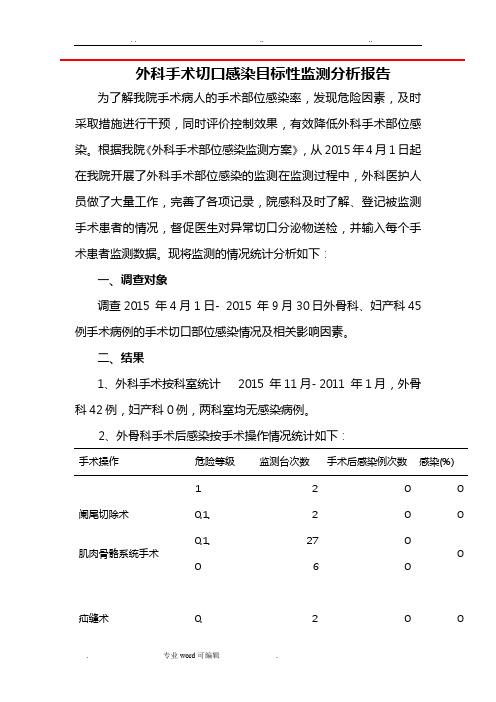 手术切口感染目标性监测分析报告