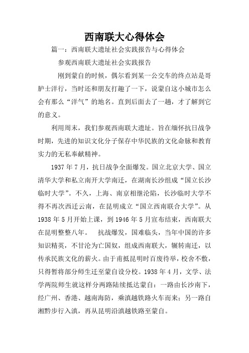 西南联大心得体会