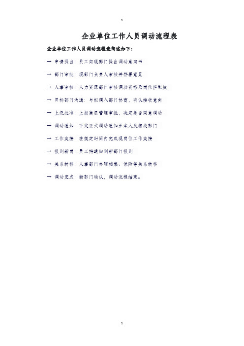 企业单位工作人员调动流程表