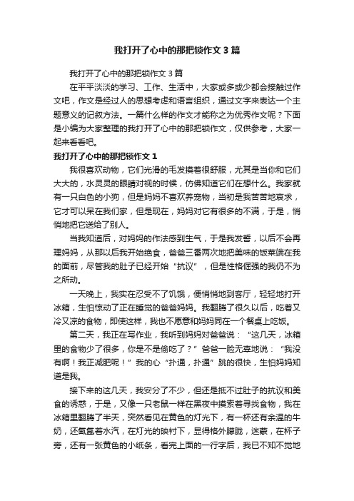 我打开了心中的那把锁作文3篇
