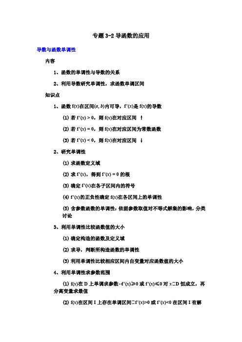 导函数及其应用——导函数的应用-2021届高三数学一轮复习讲义3.2