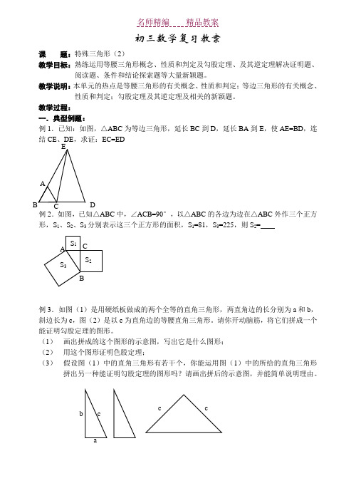 初三数学复习教案-特殊三角形