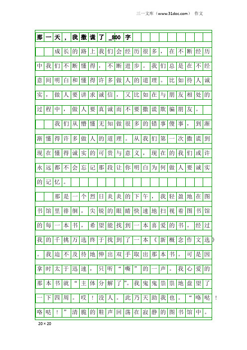 作文：那一天,我撒谎了_800字