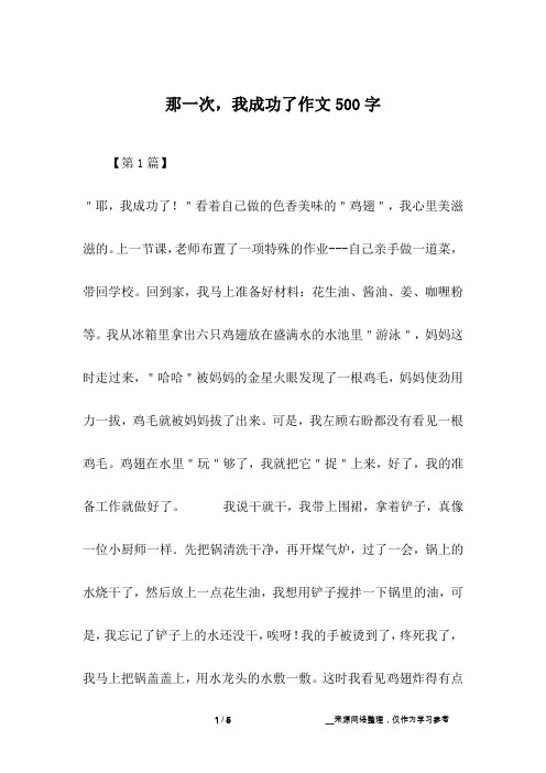 那一次,我成功了作文500字