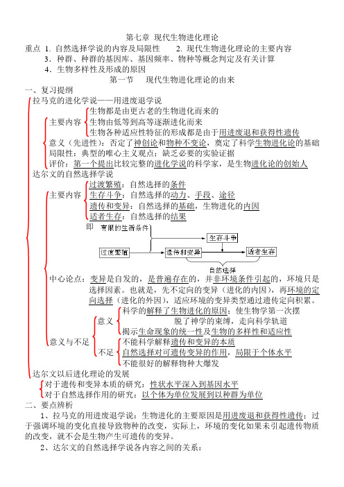 人教版高中生物必修二第七章复习提纲