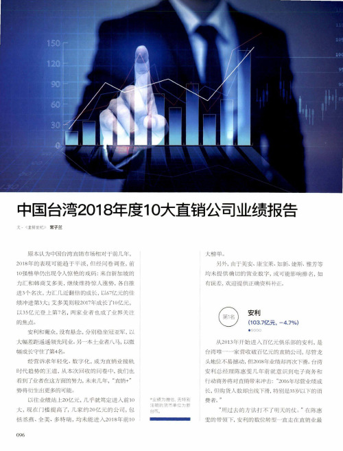 中国台湾2018年度10大直销公司业绩报告