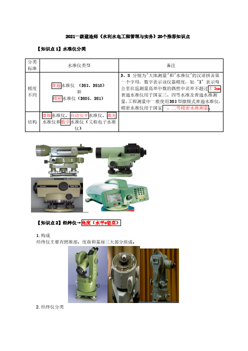 2021一建水利-20个推荐知识点(必背)