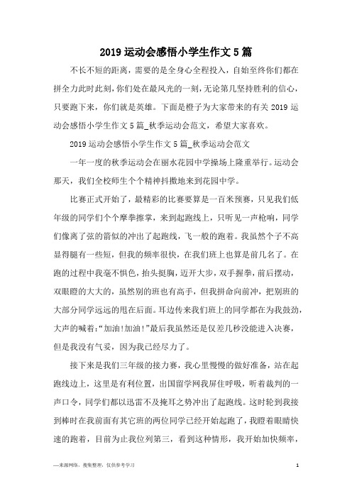 2019运动会感悟小学生作文5篇