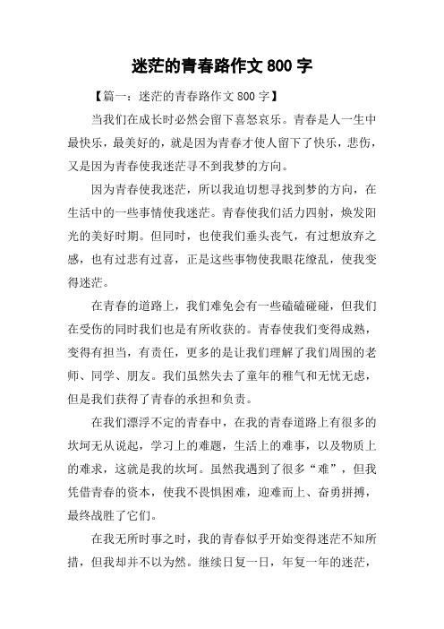 迷茫的青春路作文800字