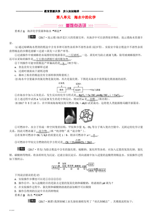  中考化学总复习教材考点梳理第八单元海水中的化学练习鲁教版