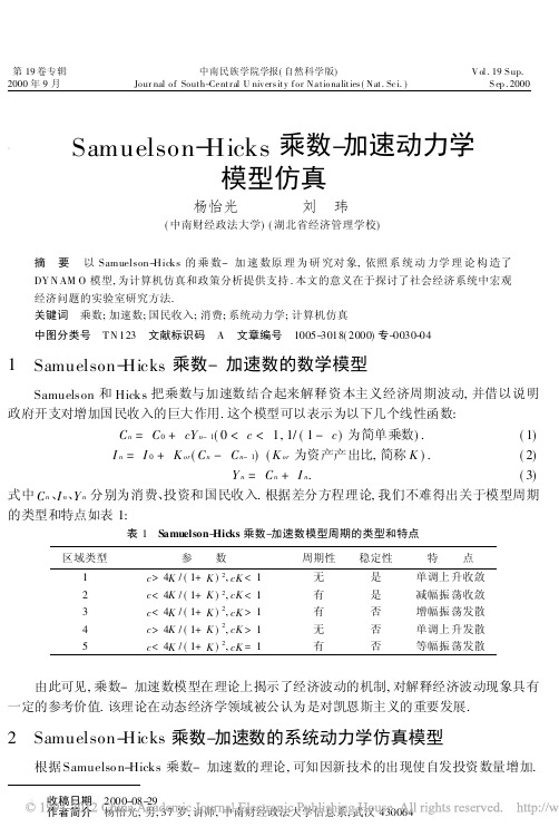 Samuelson_Hicks乘数_加速动力学模型仿真