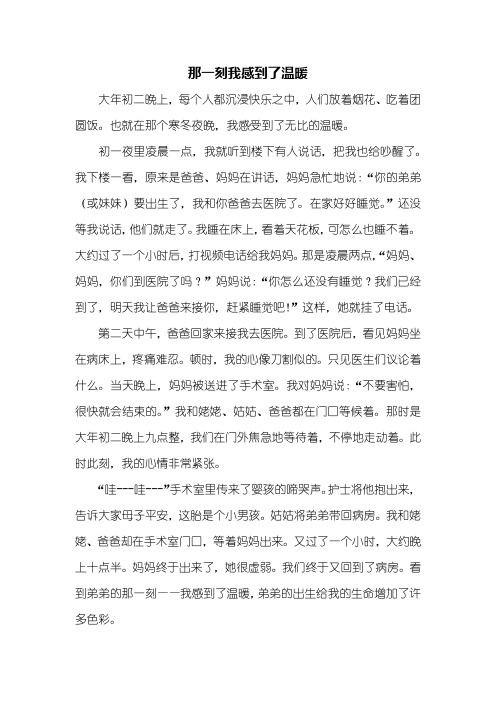 六年级作文：那一刻我感到了温暖作文600字