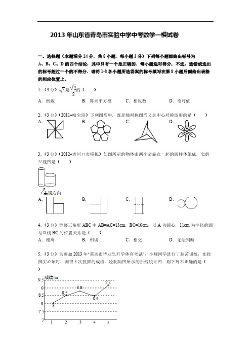 【VIP专享】2013年青岛中考数学一模试卷