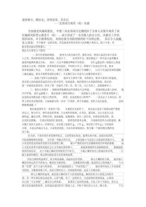 廉政警示教育片《权》观后感
