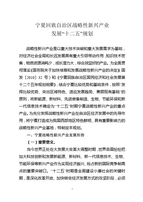 宁夏回族自治区战略性新兴产业