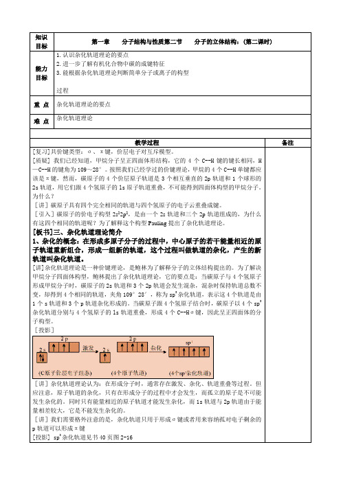 高中化学选修三(人教)第二章第二节--杂化轨道