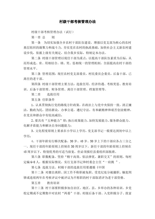 村级干部考核管理办法模板